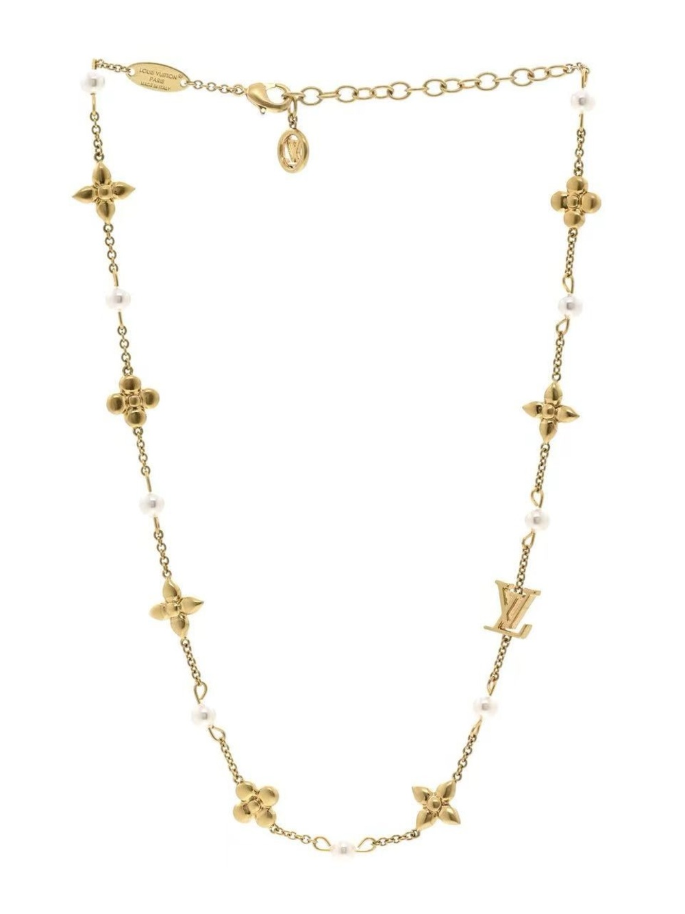 Louis Vuitton Metal Resin Louisa Necklace Gold